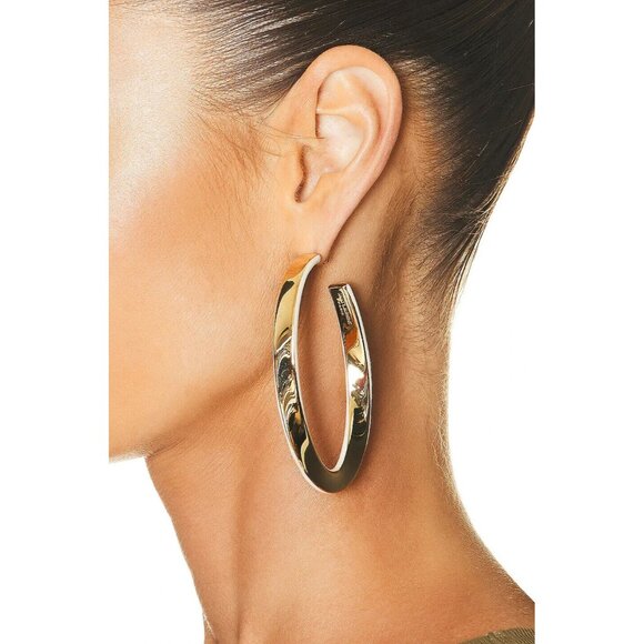 Saint Laurent Twist Hoop Earrings in Dore & Creme Gold - Picture 2 of 6